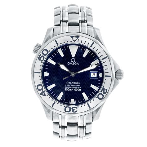 omega seamaster silver blue|men's Omega Seamaster pre owned.